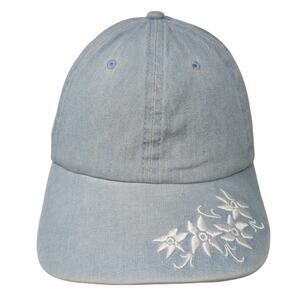Just Be... Strapback Baseball Cap Blue One Size Adjustable Embroidered Floral